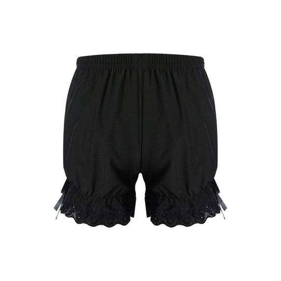 TiaoBug Girls' Ruffle Lace Bloomer Shorts Party Underskirt Safety Bottom Pumpkin Pants Undershorts Black 5-6