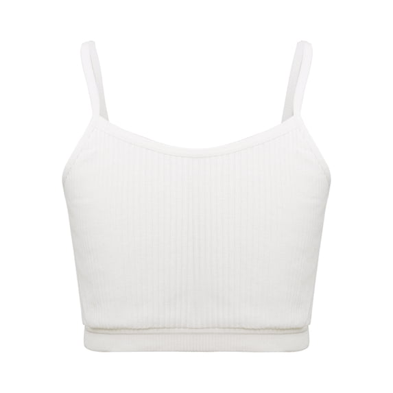 TiaoBug Girls Seamless Dance Sport Bras Crop Vest Cami Tank Top Underwear Camisole Undershirts White 8-10