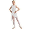 thumbnail image 1 of TiaoBug Girls Sequins Sleeveless Lyrical Irregular Leotard Dress Modern Ballet Jazz Dance Costume White 10, 1 of 6