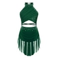 thumbnail image 1 of TiaoBug Girls Shiny Rhinestone Latin Jazz Dance Dress Salsa Cha-Cha Rumba Dance Leotard Costume Green 8, 1 of 5