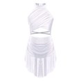 thumbnail image 1 of TiaoBug Girls Shiny Rhinestone Latin Jazz Dance Dress Salsa Cha-Cha Rumba Dance Leotard Costume White 16, 1 of 5