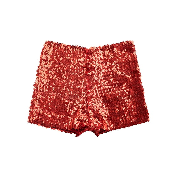 TiaoBug Girls Shiny Sequins Hip Hop Jazz Dance Dance Shorts Kids Athletic Sports Short Bottoms Red 6-10