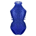 thumbnail image 1 of TiaoBug Girls Sparkly Sequins Ballet Gymnastics Dance Leotard Jazz Latin Halter Bodysuit Blue 8, 1 of 7