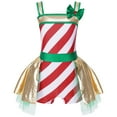 thumbnail image 1 of TiaoBug Girls Striped Christmas Costumes Candy Cane Unitards Xmas Party Ballet Dance Dress Leotard Red 14, 1 of 7
