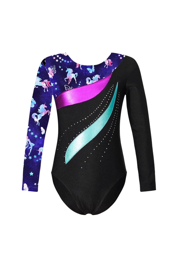 Girls' Team Basics Ballet Dance Leotard Unitard Gymnastics Bodysuit Tumbling Activewear Navy Blue 8