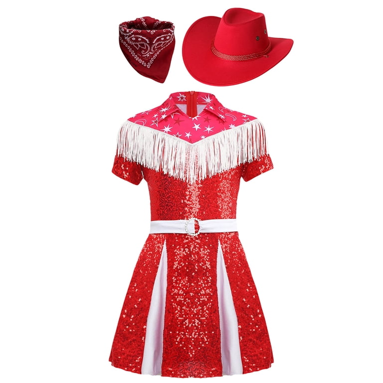 TiaoBug Girls Western Cowgirl Costume Halloween Party Outfits