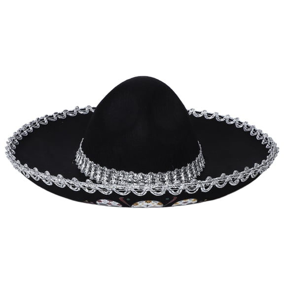 TiaoBug Gothic Skull Patterned Mexican Sombrero Hat for Kids Adults Carnival Traditional Holiday Fancy Dress Kids Style One Size