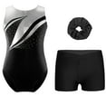 thumbnail image 1 of TiaoBug Gymnastics Leotards for Girls Dance Unitards with Shorts and Hairband Skating Jumpsuit Activewear Set Black 16, 1 of 5