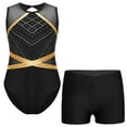 thumbnail image 1 of TiaoBug Gymnastics Leotards for Girls Sparkly Dance Biketards Bodysuit with Shorts 2Pcs Activewear Set Black 12, 1 of 7