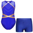 thumbnail image 1 of TiaoBug Gymnastics Leotards for Girls Sparkly Dance Biketards Bodysuit with Shorts 2Pcs Activewear Set Blue 10, 1 of 7
