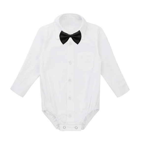 TiaoBug Infant Baby Boys Withe Shirt Romper Gentleman Jumpsuit Bow Tie Set
