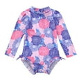 thumbnail image 1 of TiaoBug Baby Girls One Piece Rash Guard Swimsuit Long Sleeve Floral Print Swimwear Summer Beachwear A Purple 18-24 Months, 1 of 5