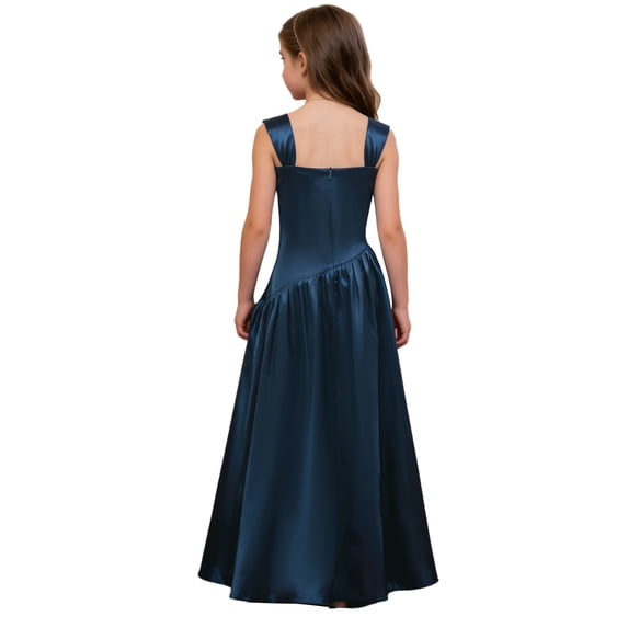 TiaoBug Junior Bridesmaid Dress Wedding Flower Girls Formal Pageant Gowns Birthday Party Prom Dance Wear Navy Blue 12