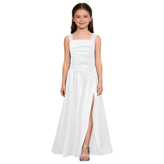 TiaoBug Junior Bridesmaid Dress Wedding Flower Girls Formal Pageant Gowns Birthday Party Prom Dance Wear White 10