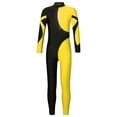 thumbnail image 1 of TiaoBug Kids Girls Gymnastic Dance Leotards Rhinestone Long Sleeve Full Body Ballet Jumpsuit Athletic Unitards Yellow 14, 1 of 5