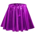thumbnail image 1 of TiaoBug Kid Girls Shiny Metallic Pleated Mini Skirts Skater Skort Athletic Dress Cheerleading Costume Purple 13-14, 1 of 5