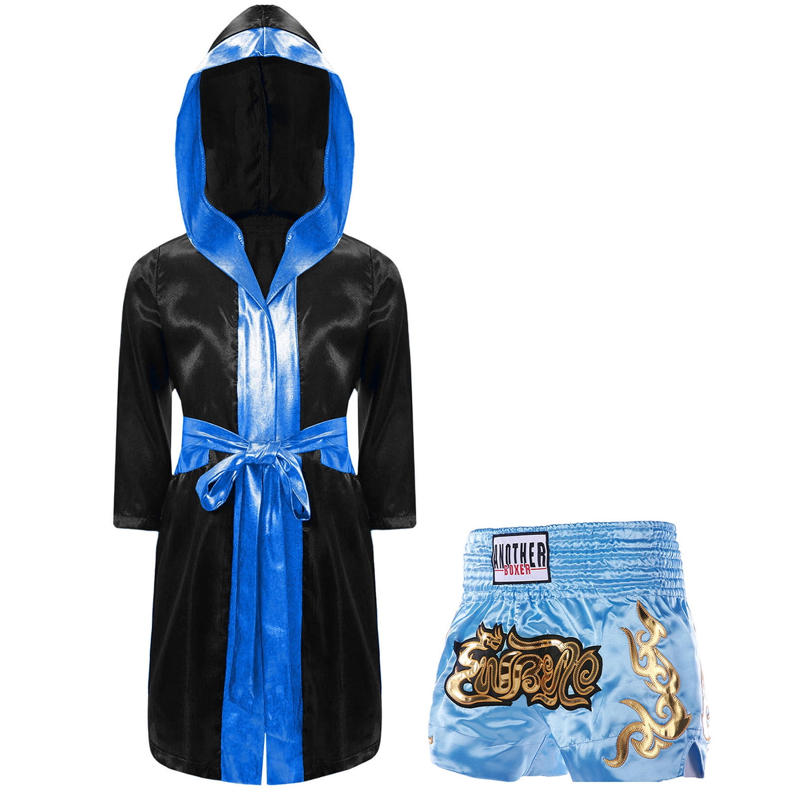 Python Boxing Cloak TiaoBug Kids Boxing Outfit Boys Long Sleeve Metallic Trim Hooded Cloak ...
