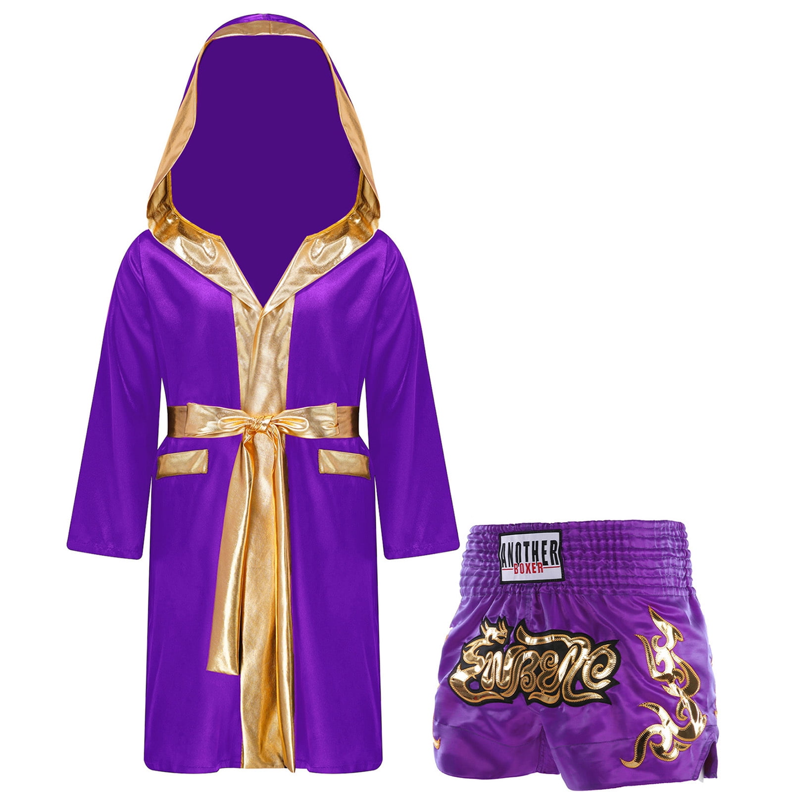 Python Boxing Cloak TiaoBug Kids Boxing Outfit Boys Long Sleeve Metallic Trim Hooded Cloak ...