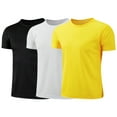 thumbnail image 1 of TiaoBug Kids Boy 3 Pcs Rash Guard Quick Dry Running Sport Athletic T-shirts Swimming Tee UPF 50+ UV Black&White&Yellow 6-7, 1 of 2