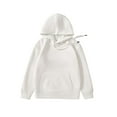 thumbnail image 1 of TiaoBug Kids Boy Girls Plain Drawstring Hooded Sweatshirt Long Sleeve Pullover Hoodies Sweater Top with Pocket White 5-6, 1 of 2