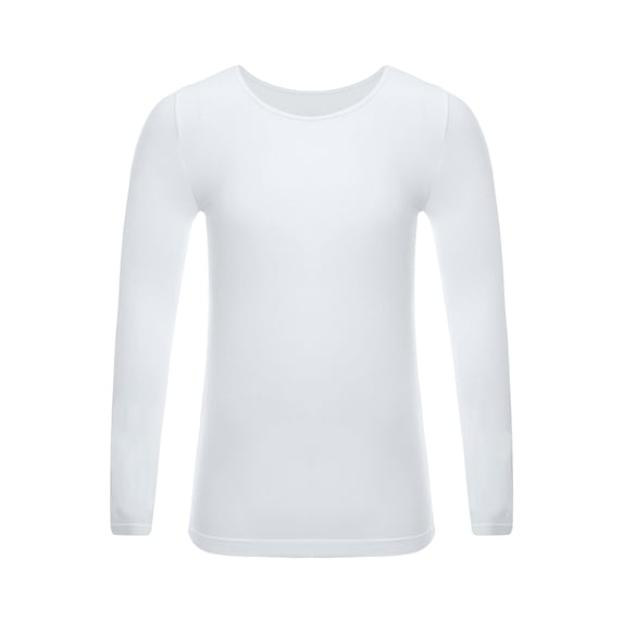 TiaoBug Kids Boy Girls Thermal Underwear Tops Long Sleeve Gymnastics Training Undershirt Base Layer Shirt Type A White 7-10