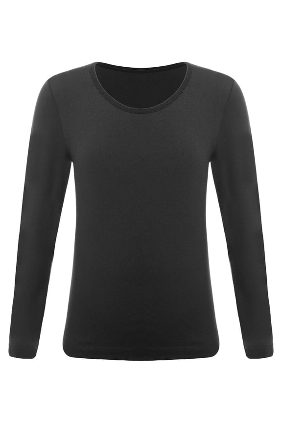 Kids Boy Girls Thermal Underwear Tops Long Sleeve Gymnastics Training Undershirt Base Layer Shirt Type B Black XXL