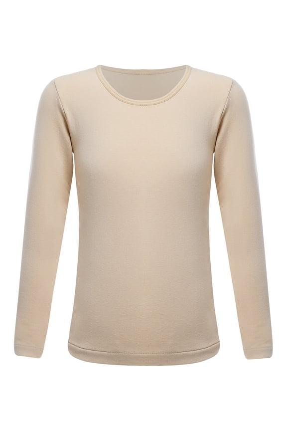 Kids Boy Girls Thermal Underwear Tops Long Sleeve Gymnastics Training Undershirt Base Layer Shirt Type B Nude XXL