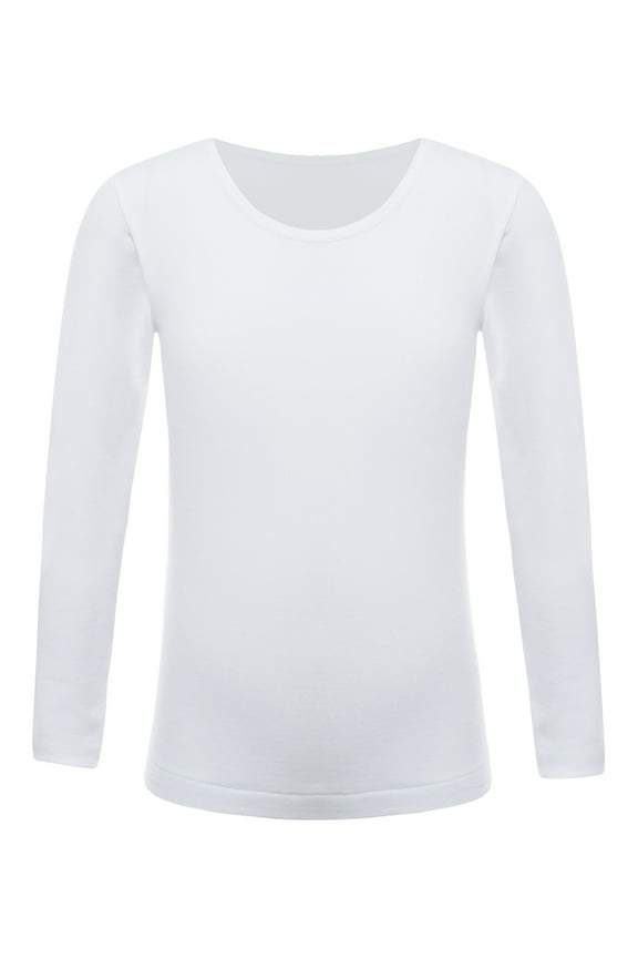 Kids Boy Girls Thermal Underwear Tops Long Sleeve Gymnastics Training Undershirt Base Layer Shirt Type B White 7-10