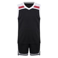 thumbnail image 1 of TiaoBug Kids Boys Basketball Training Uniform Sleeveless V Neck Top Workout Tank with Athletic Wide Black L, 1 of 7