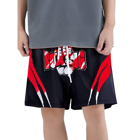TiaoBug Kids Boys Boxing Fight Shorts MMA Muay Thai Grappling Kickboxing Shorts Gym Training Combat Boxers Red 10