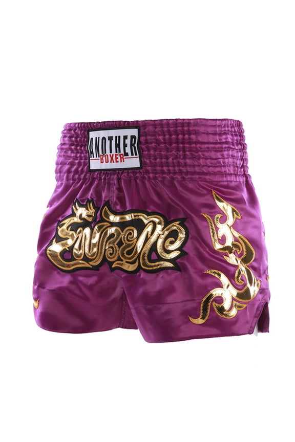 Kids Boys Boxing Muay Thai Shorts Boxing Kickboxing MMA Trunk Satin Fight BJJ Pants Purple 5-7