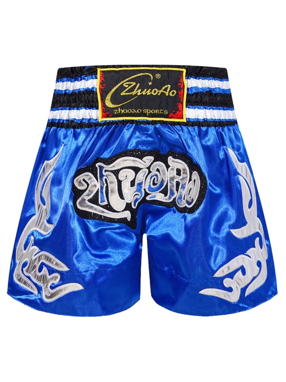Kids Boys Boxing Shorts Boxing Trunk Muay Thai Training Martial Arts Kickboxing Shorts Blue 7-8