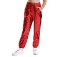 thumbnail image 1 of TiaoBug Kids Boys Girls Glitter Metallic Dance Pants Trousers for Hip Hop Jazz Stage Performance Red 6, 1 of 7