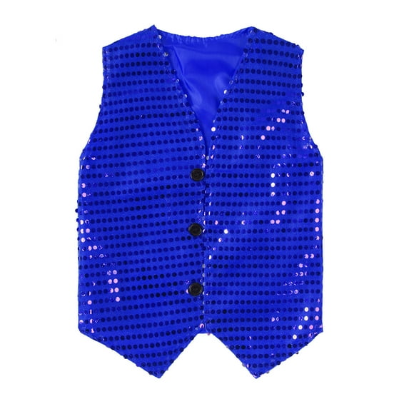 TiaoBug Kids Boys Girls Glittery Sequined Shirt Vest Jacket Hip Hop Jazz Dance Shiny Waistcoat