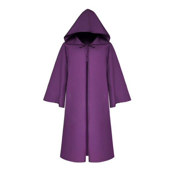 TiaoBug Kids Boys Girls Halloween Gothic Robe Wizard Death Cosplay Costume Hooded Cape Cloak Purple 11-12