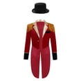 thumbnail image 1 of TiaoBug Kids Boys Girls Magician Outfit 2-Piece Long Sleeve Tailcoat Tuxedo Jacket with Hat Set Red 6, 1 of 7
