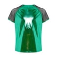 thumbnail image 1 of TiaoBug Kids Boys Girls Shiny Metallic T-shirts Short Sleeve Jazz Hip Hop Dance Tops Performance Green 6, 1 of 5