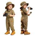 thumbnail image 1 of TiaoBug Kids Boys Girls Short Sleeve Cargo Jumpsuit Zookeeper Overalls One Piece Jungle Explorer Trailblazer Outfit Khaki 3T, 1 of 7