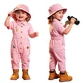 thumbnail image 1 of TiaoBug Kids Boys Girls Short Sleeve Cargo Jumpsuit Zookeeper Overalls One Piece Jungle Explorer Trailblazer Outfit Pink 18-24M, 1 of 7
