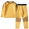 thumbnail image 1 of TiaoBug Kids Boys Girls Thermal Underwear Set Long Sleeve Base Layer Top with Bottoms Warm Outfits Yellow 17-18, 1 of 5