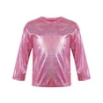thumbnail image 1 of TiaoBug Kids Boys Girls Top Metallic Shiny Long Sleeve T-Shirt Sequins Hip Hop Dancewear, 1 of 6