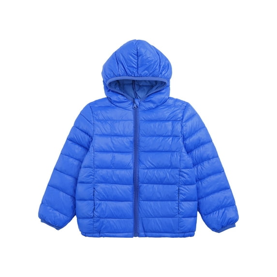 TiaoBug Kids Boys Girls Winter Puffer Jacket Hooded Hoodies Long Sleeve Down Windproof Coats Outerwear Royal Blue 7-8