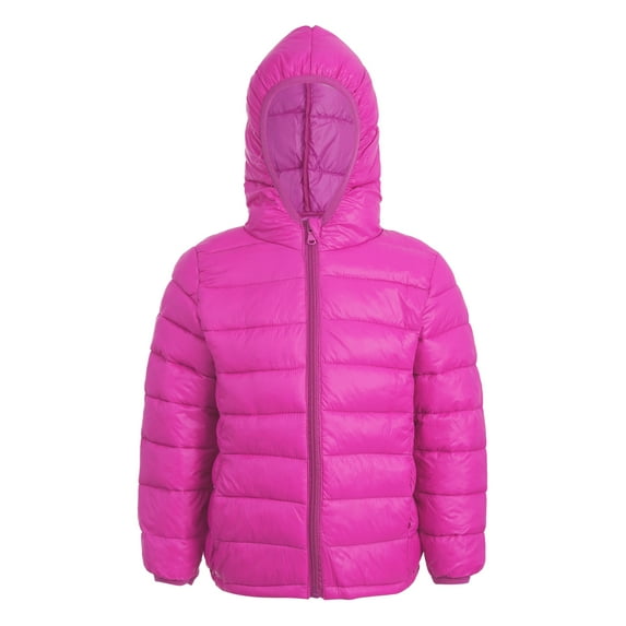 TiaoBug Kids Boys Girls Winter Puffer Jacket Hooded Hoodies Long Sleeve Down Windproof Coats Outerwear Hot Pink 15-16