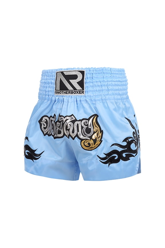 Kids Boys Muay Thai Shorts Kick Shorts Fight Kickboxing Shorts Fitness Training Sportwear A Light Blue 5-7