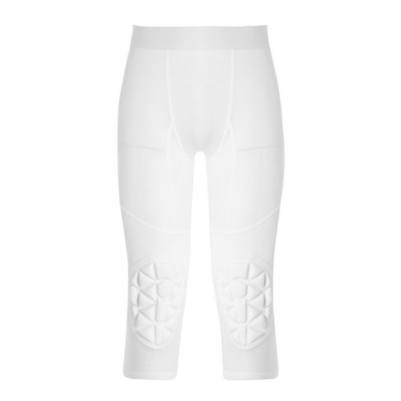 TiaoBug Kids Boys Padded Protective Shorts Pants Football Training Pants Youth Skateboarding Leggings White 9-10