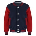 thumbnail image 1 of TiaoBug Kids Boys Plain Jacket Varsity Baseball Retro Coats Track Top Outwear Navy Blue 11-12, 1 of 7