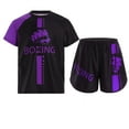 thumbnail image 1 of TiaoBug Kids Boys Printed Boxing Outfits Short Sleeve Sports Shirts with Muay Thai Boxer Shorts Set Purple 6, 1 of 5