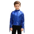 thumbnail image 1 of TiaoBug Kids Boys Sequin Bomber Jacket Long Sleeve Zip Up Party Coat Glitter Mock Neck Fringed Tops Outerwear Royal Blue 14, 1 of 7