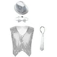 thumbnail image 1 of TiaoBug Kids Boys Sparkle Hip Hop Jazz Dance Performance Vest Buttons Waistcoat Jacket Outfits Silver 13-14, 1 of 7