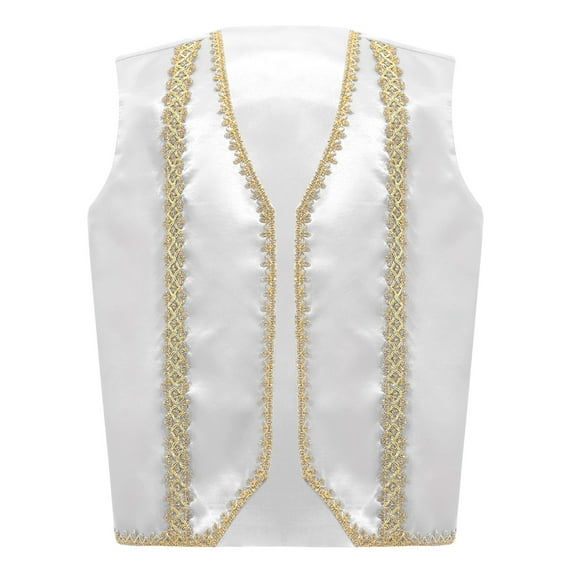 TiaoBug Kids Boys Victorian Suit Vest Halloween Cosplay Vintage Golden Steampunk Gothic Waistcoat White 14